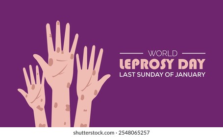 World Leprosy Day observed each year during January. Healthcare Medical Awareness concept. Vector template for banner, greeting card, poster with background.