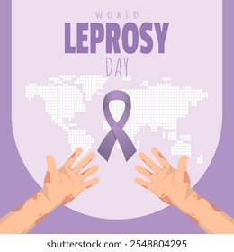 World Leprosy Day poster with leprosy patient's hand