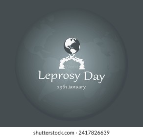 "World Leprosy Day" raises awareness of a disease that many people believe to be extinct. Flat illustration, flat design, hand.