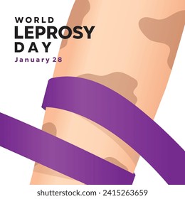 World Leprosy Day theme template for January 28, 2024. Vector illustration featuring hands and ribbons. Suitable for posters, banners, campaigns, and greeting cards."