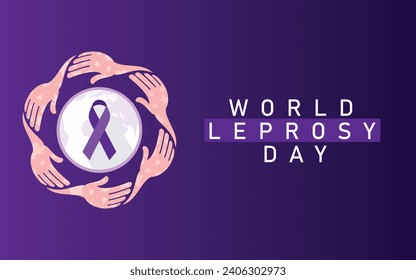 World Leprosy Day Vector Illustration Symbol. Awareness Concept with Purple Ribbon