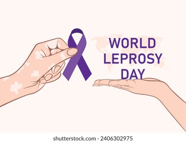 World Leprosy Day Vector Illustration Symbol. Awareness Concept with Purple Ribbon