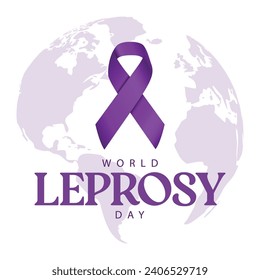 World leprosy day. Vector illustration of purple ribbon. Suitable for templates, web, social media, greeting cards etc