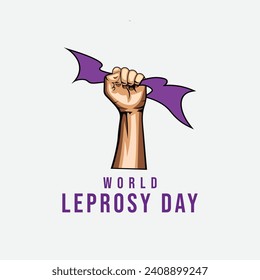 World Leprosy Day Vector Illustration Symbol. Healthcare Leprosy Design. Awareness Concept with Purple Ribbon
