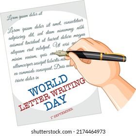 World Letter Writing Day Banner Design Illustration