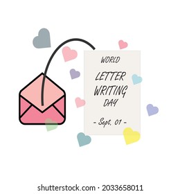 World Letter Writing Day, September Event, World Letter Writing Day Vector and illustration, quote,  greeting card