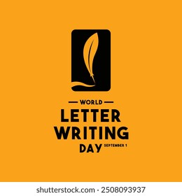 World Letter Writing Day. September 1. Orange background. Eps 10.