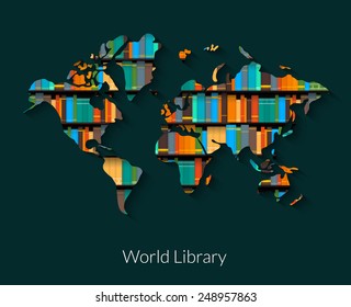 World library vector illustration on dark background