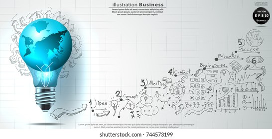 World and Lighting ,Sketch Text various -  modern Idea and Concept Vector illustration Business Infographic template.
