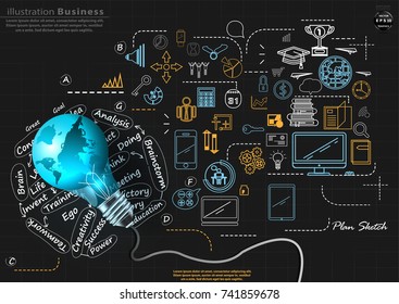 World and Lighting , Text various -  modern Idea and Concept Vector illustration Business Infographic template with icon,arrow,world.