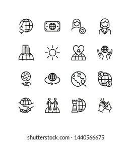World line icon set. Globe, planet, sphere. Communication concept. Can be used for topics like business, partnership, economics, planet care