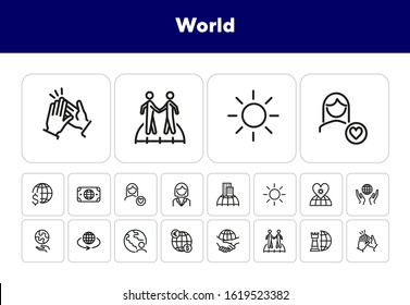 World line icon set. Globe, planet, sphere. Communication concept. Can be used for topics like business, partnership, economics, planet care