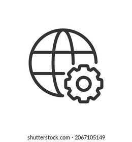 World line icon. Web symbol for web and apps. Sign design in outline style. World stroke object.
