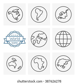 world line icons set