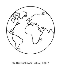 Icono de planeta de línea mundial. Ilustración del vector aislada en fondo blanco