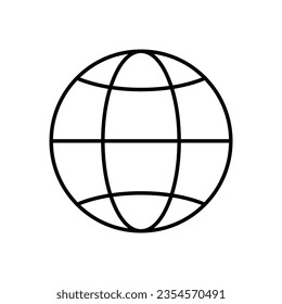 World Lineal Icon Symbol Vector. Black Outline World Icon