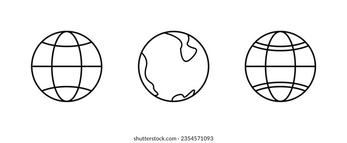 World Lineal Icon Symbol Vector. Black Outline World Icon