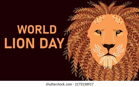 World Lion Day. August 10. Holiday concept. Vector illustration