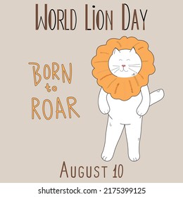 World Lion Day. August 10. Holiday concept. Vector illustration