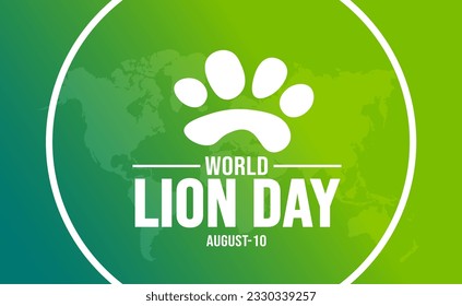 Plantilla de fondo del Día Mundial de los Leones. Concepto de vacaciones. plantilla de diseño de fondo, pancarta, carteles, tarjetas y afiches con inscripción de texto y color estándar. ilustración vectorial.