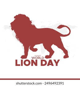 world lion day, lion day held on 10 August, editable social media template, world lion day stock illustration or vector file. 