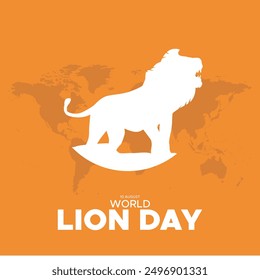 world lion day, lion day held on 10 August, editable social media template, world lion day stock illustration or vector file. 