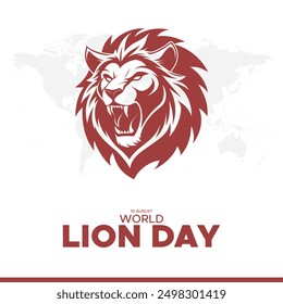 world lion day, lion day held on 10 August, editable social media template, world lion day stock illustration or vector file. 