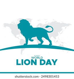 world lion day, lion day held on 10 August, editable social media template, world lion day stock illustration or vector file. 