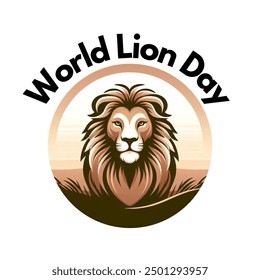 world lion day poster, lion vector, lion day vector illustration, 10 august. EPS FILE.