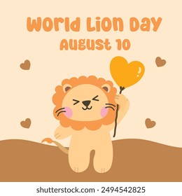 World lion day vector design for world lion day celebration. Suitable for flat design, flyer design, flat illustration, banner, template, poster, etc