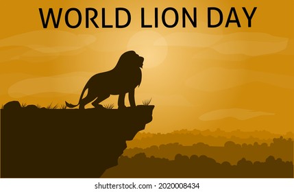 World lion day. Vector silhouette illustration. Suitable for banner, poster, campaign and greeting card. 