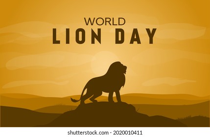 World lion day. Vector silhouette illustration. Suitable for banner, poster, campaign and greeting card. 