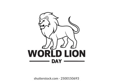 World Lion Day Vector Silhouette illustration 