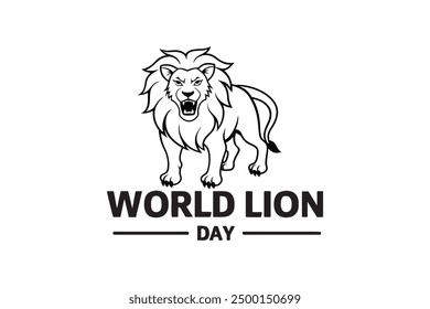 World Lion Day Vector Silhouette illustration 