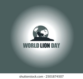 World lion day. Vector silhouette illustration. flat design, flat illustration,10th August.