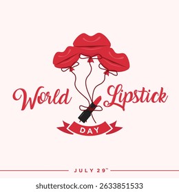 World Lipstick Day Emblem geeignet für Web-Banner für Druckkampagne. Vektorgrafik