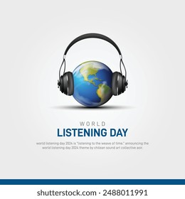 world listening day creative concept banner, poster, social media post, background, template, postcard design etc. music concept design.