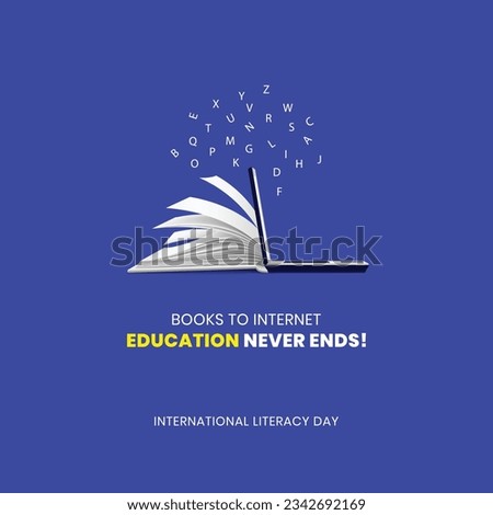 World literacy day post design for social media design. International Education day creative design for teacher and student.