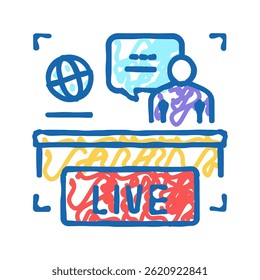 world live news doodle icon sketch vector. world live news sign. isolated symbol illustration