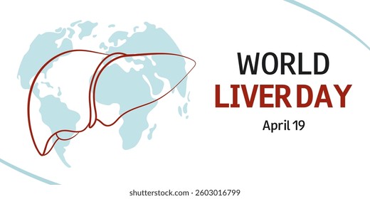 World Liver Day. April 19. Concept design for medical banner, poster, greeting card, flyer.