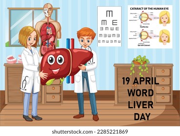 World Liver day is observed each year on April 19th across the globe. aims to raise global awareness of hepatitis a group of infectious diseases known as Hepatitis A, B, C, D, and E. Vector art.