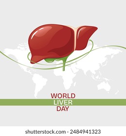 World Liver Day template with human internal organ and ribbon