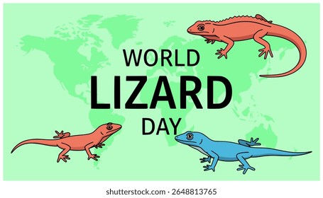world lizard day animal poster banner flat color vector illustration template design