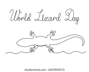 Dia Mundial Lagarto.Lagarto abstrato. contínuo uma única linha arte mão desenho esboço logotipo