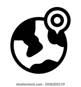 Icono de glifo de ubicación mundial - Icono único, Vector