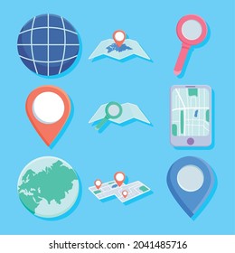 world and location icon set