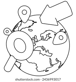 World Location Line Art. Vektor-Illustration mit E-Commerce-Thema und Line-Art-Stil.