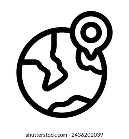 Icono de línea de ubicación mundial - Icono único, Vector