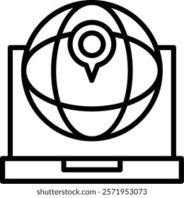 World Location Line Vector Icon Design