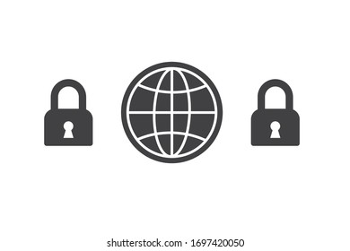 World lock down icon vector, World lock icon isolated